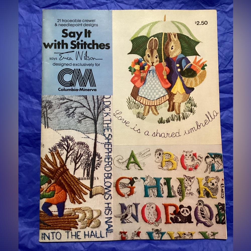 'Say It with Stitches' Embroidery & Crewel Pattern Vintage How to Book 1977